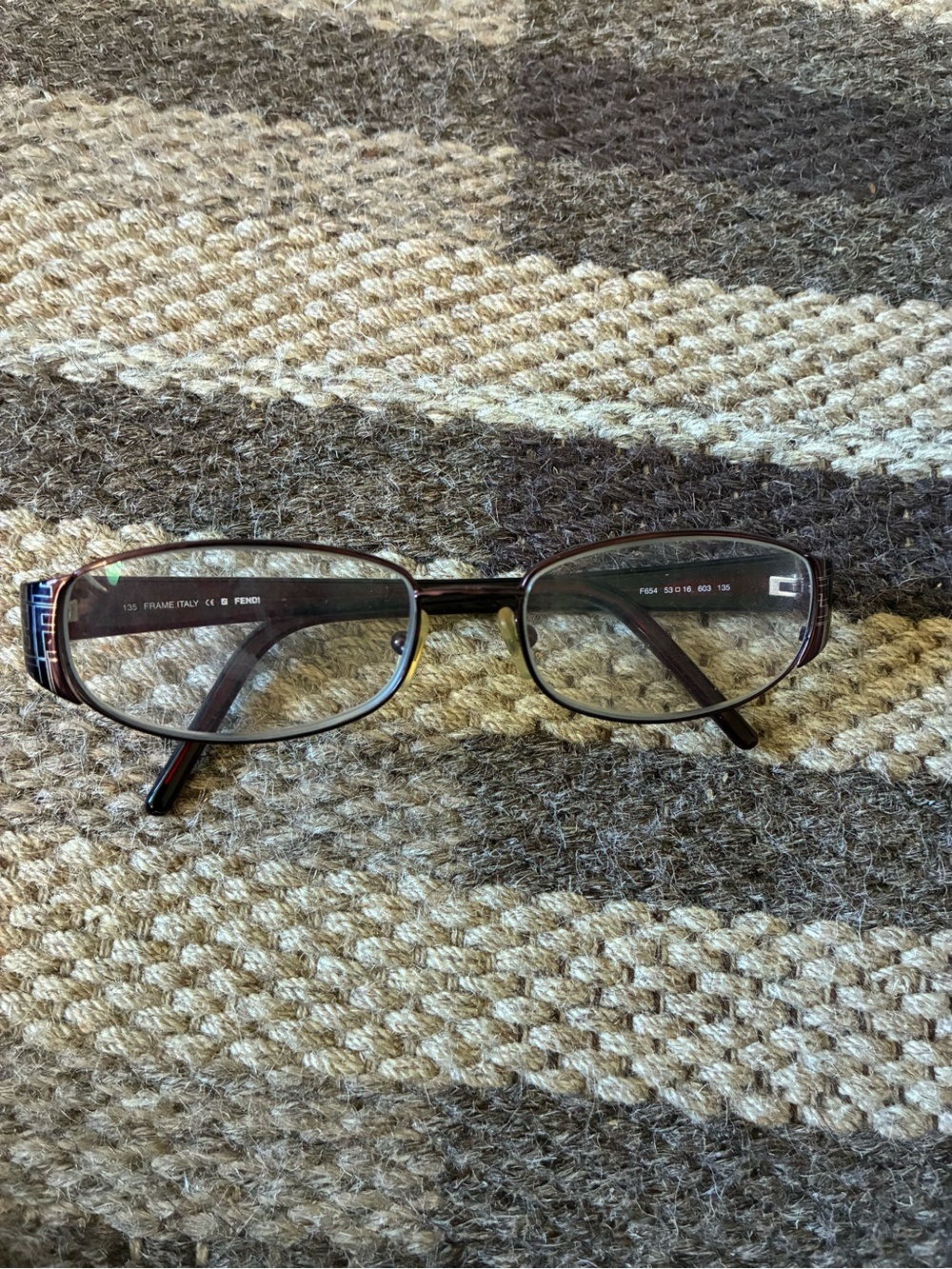 Vintage Fendi F654 250 Oval Frame Only Eyeglasses Dark Mocha Brown Italy 53-16